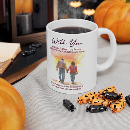 Loving Couple "With You" Coffee Mug Valentines Day Gift, Wedding Gift Anniversary Gift, Gift For Her, Couples Gift, Gift For Wife Style 4