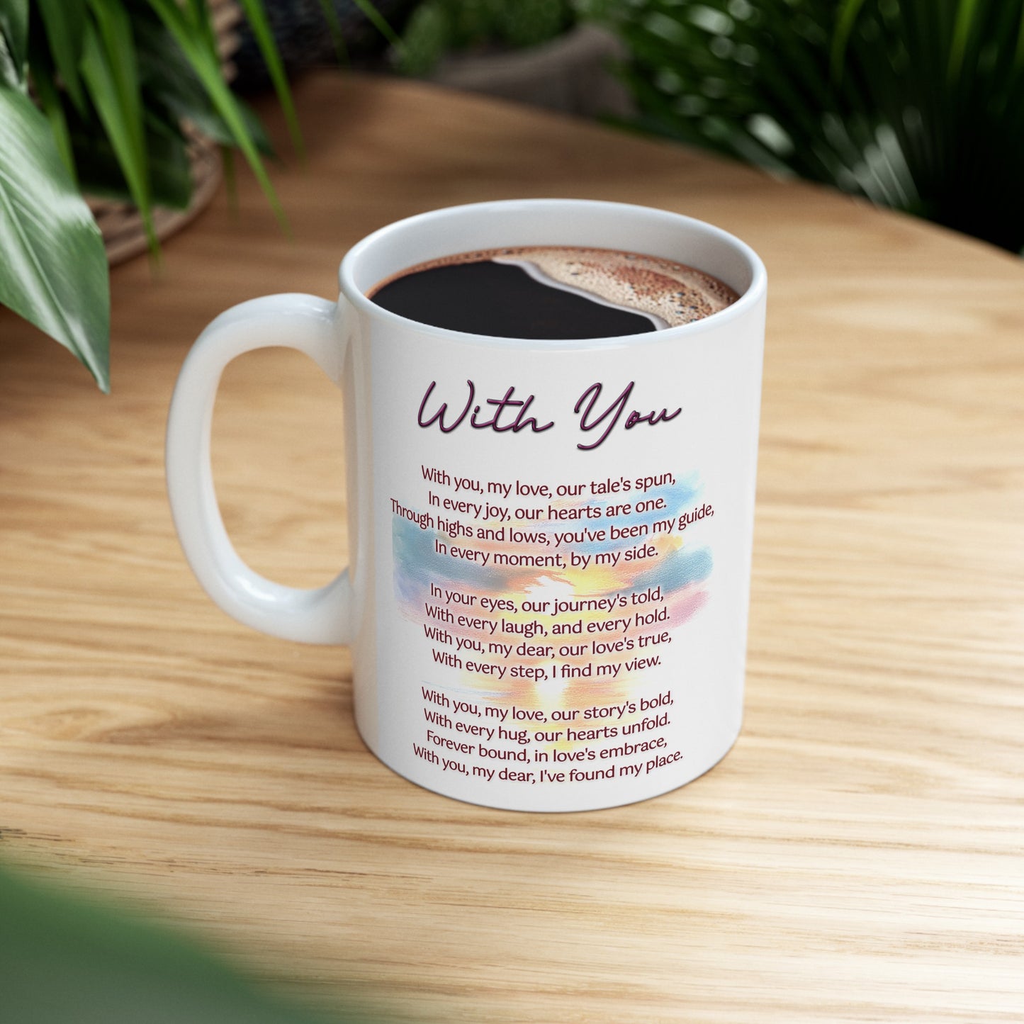 Loving Couple "With You" Coffee Mug Valentines Day Gift, Wedding Gift Anniversary Gift, Gift For Her, Couples Gift, Gift For Wife Style 3