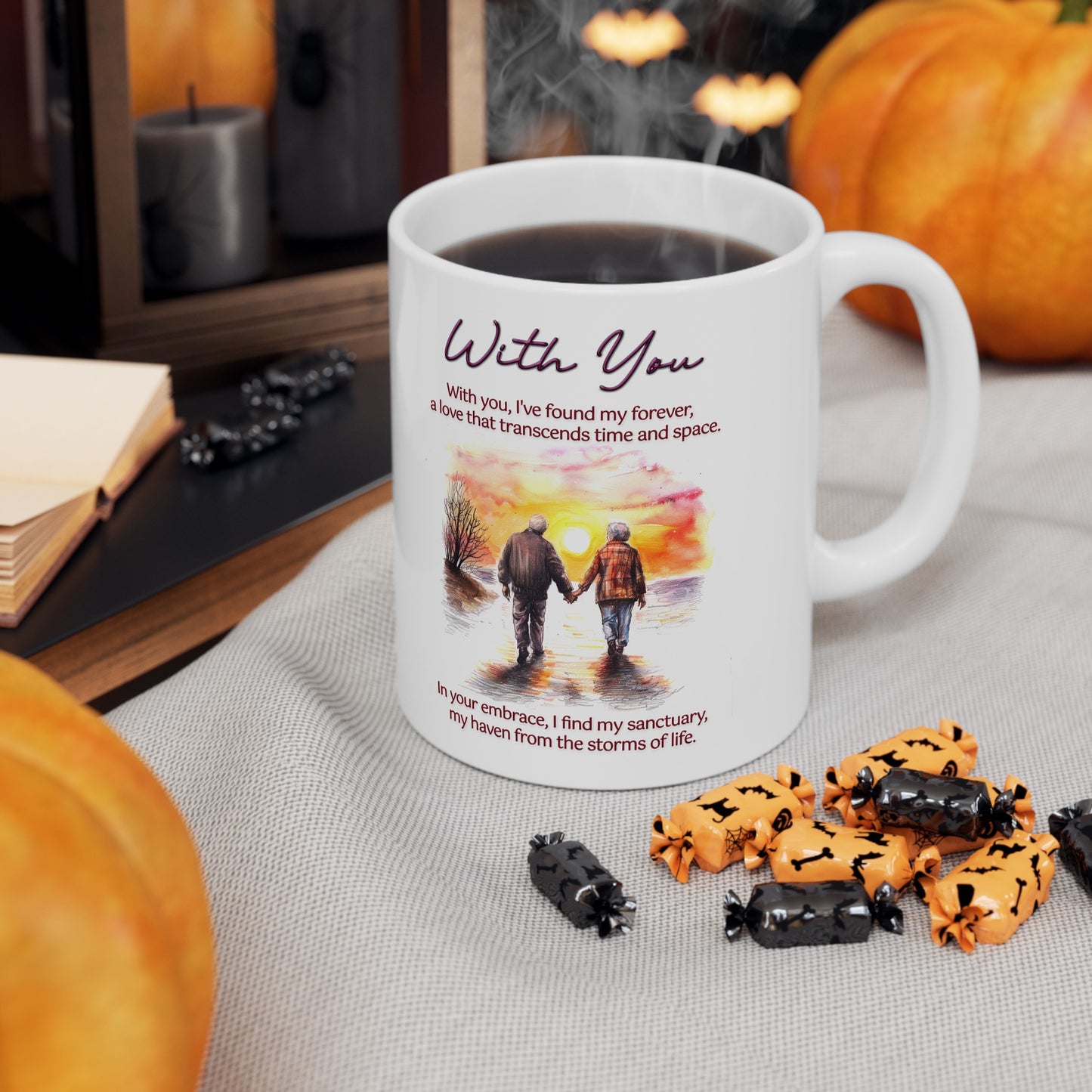 Loving Couple "With You" Coffee Mug Valentines Day Gift, Wedding Gift Anniversary Gift, Gift For Her, Couples Gift, Gift For Wife Style 10