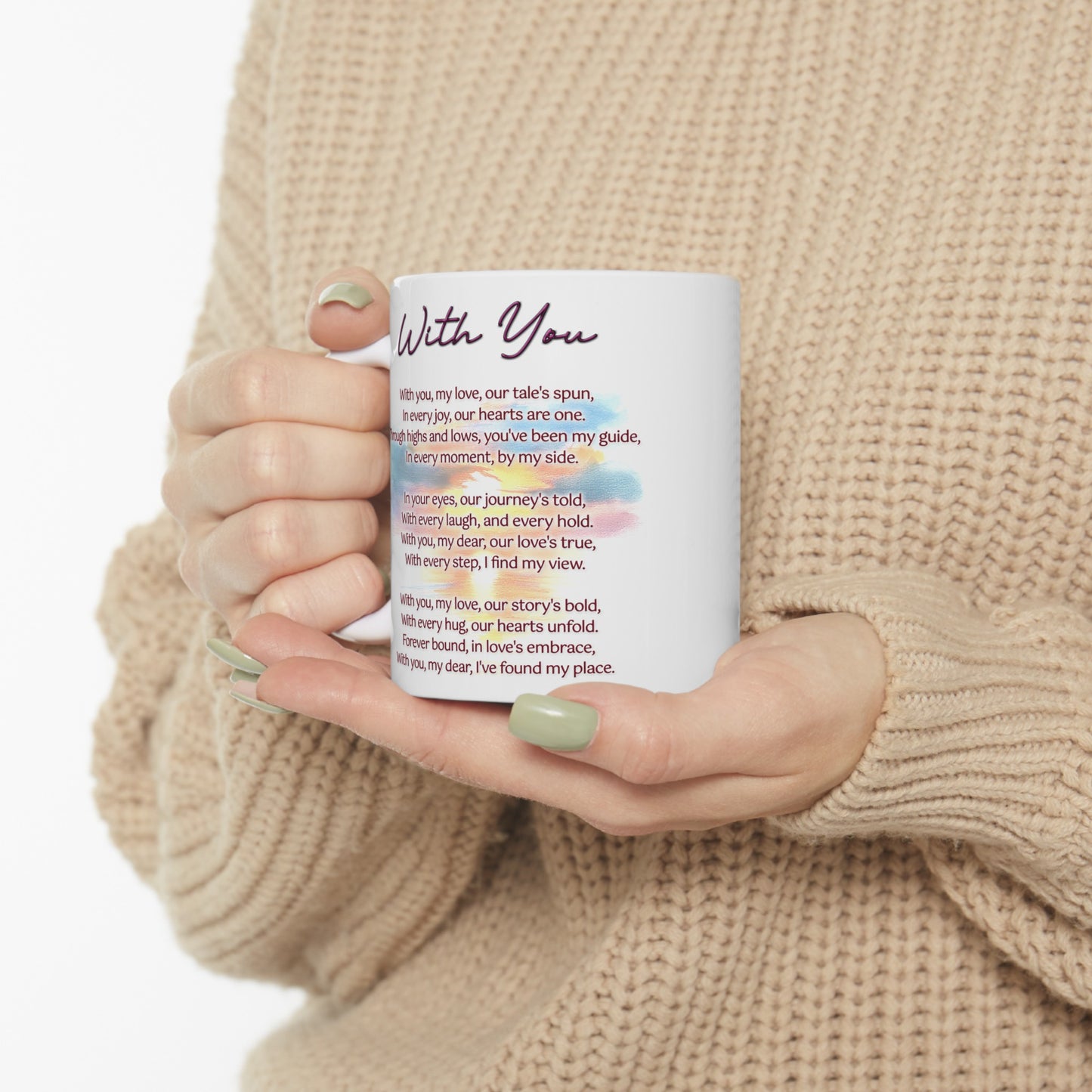 Loving Couple "With You" Coffee Mug Valentines Day Gift, Wedding Gift Anniversary Gift, Gift For Her, Couples Gift, Gift For Wife Style 6