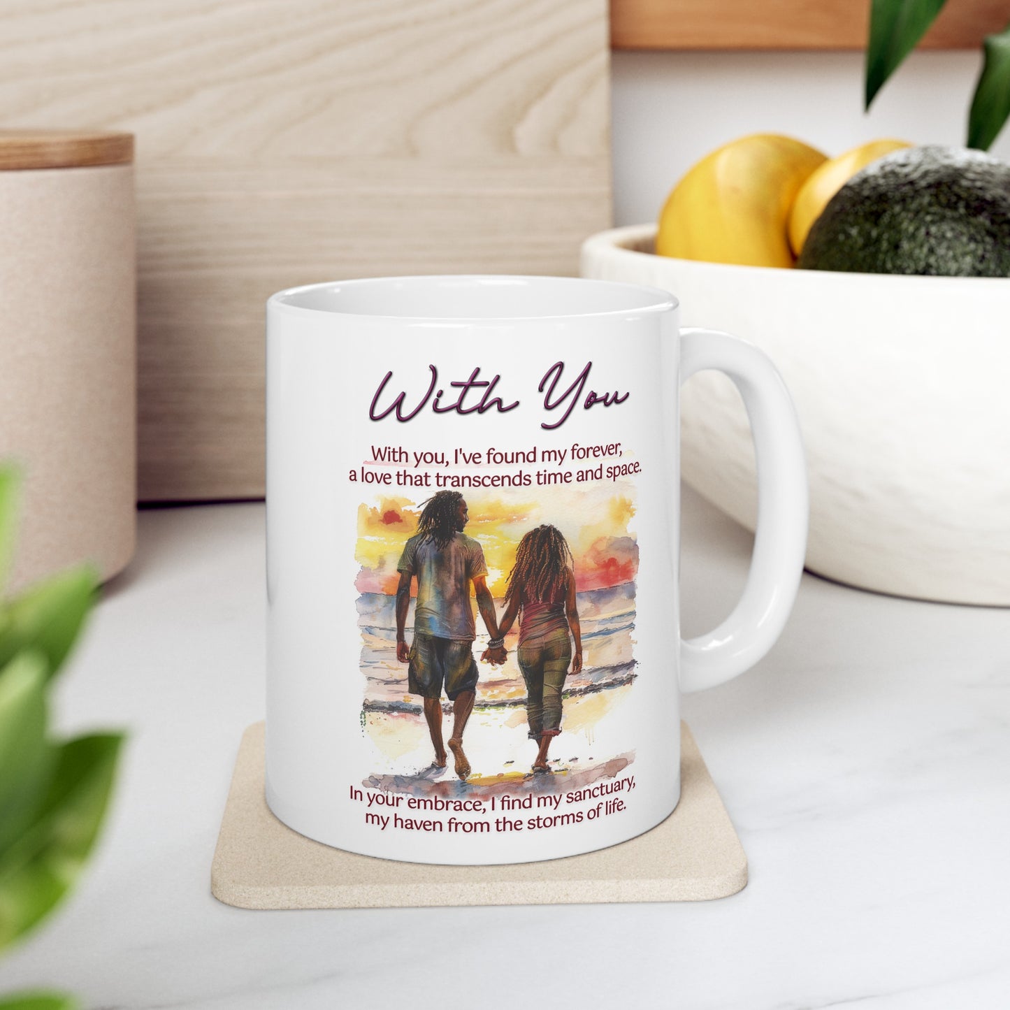 Loving Couple "With You" Coffee Mug Valentines Day Gift, Wedding Gift Anniversary Gift, Gift For Her, Couples Gift, Gift For Wife Style 11