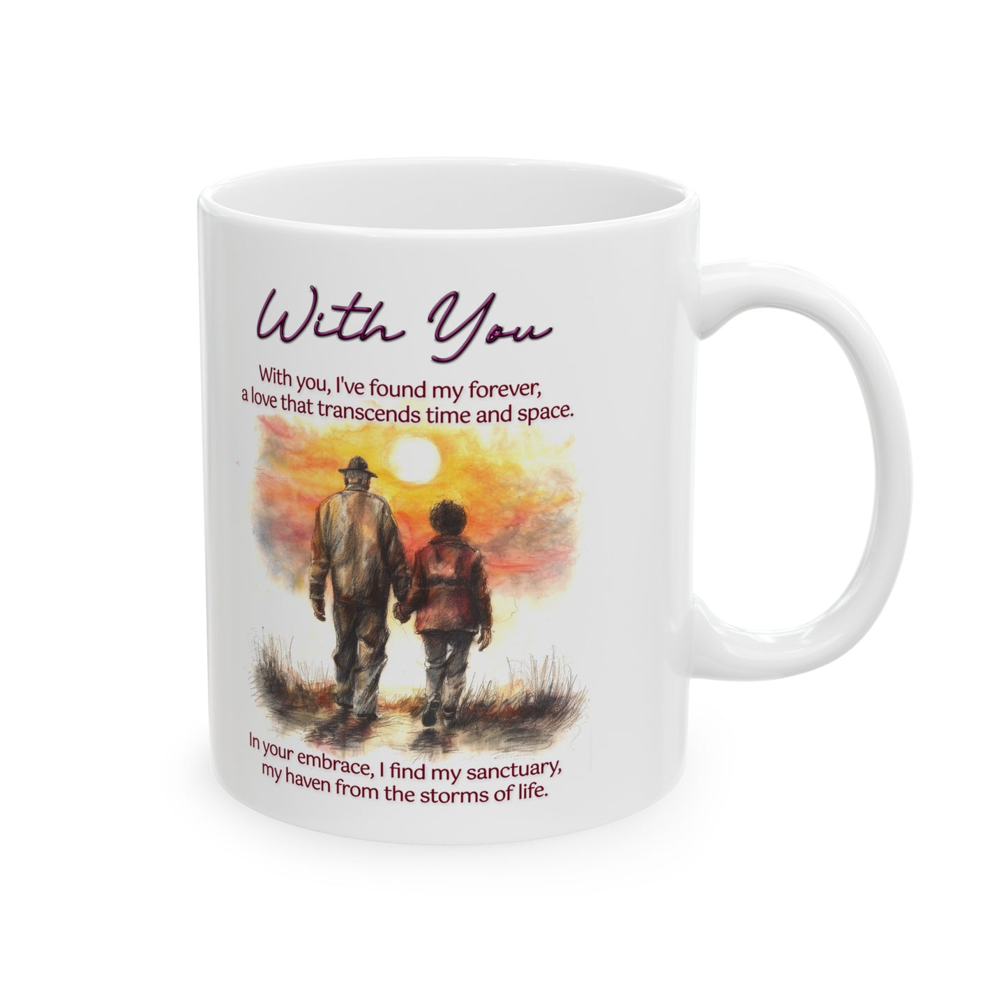 Loving Couple "With You" Coffee Mug Valentines Day Gift, Wedding Gift Anniversary Gift, Gift For Her, Couples Gift, Gift For Wife Style 7