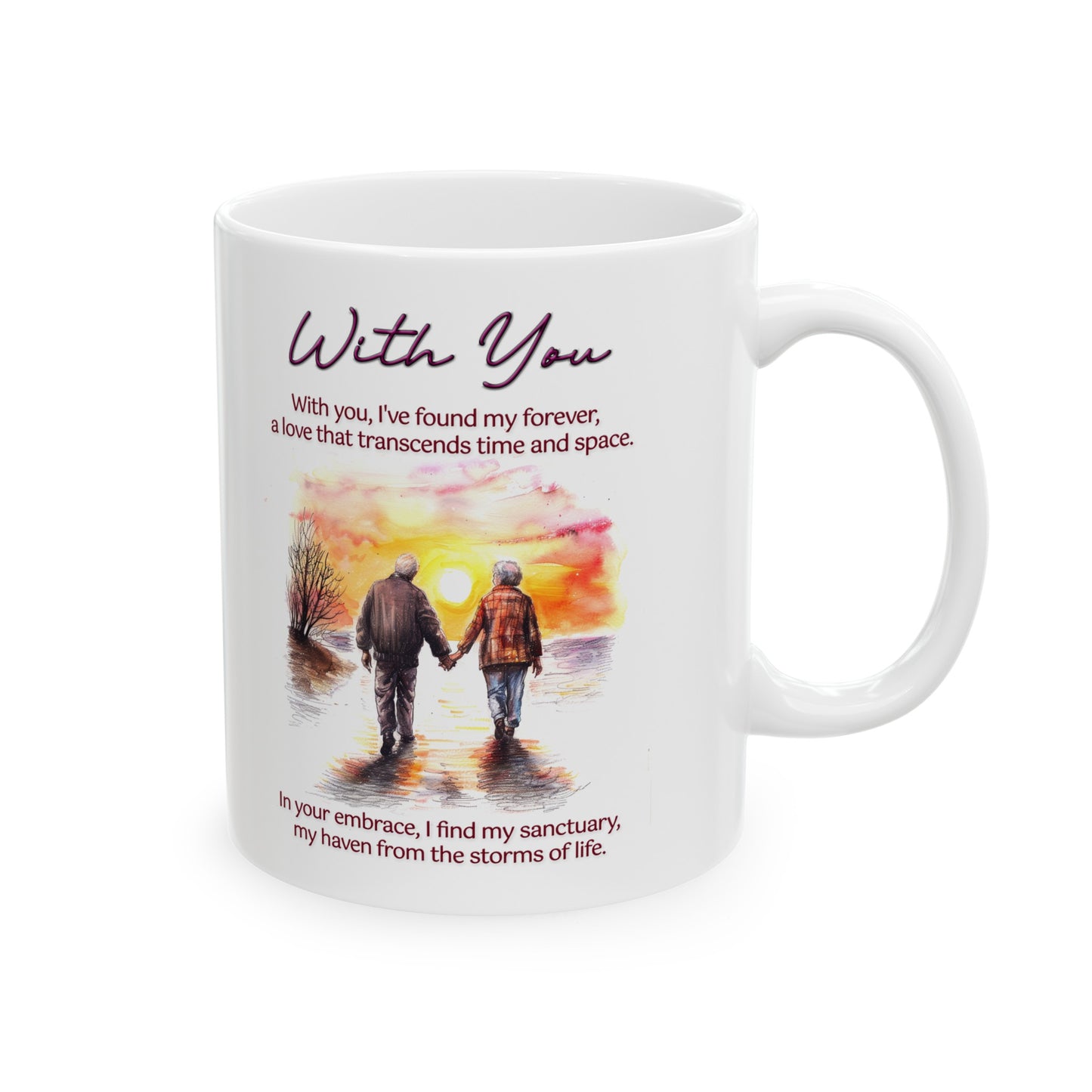 Loving Couple "With You" Coffee Mug Valentines Day Gift, Wedding Gift Anniversary Gift, Gift For Her, Couples Gift, Gift For Wife Style 10