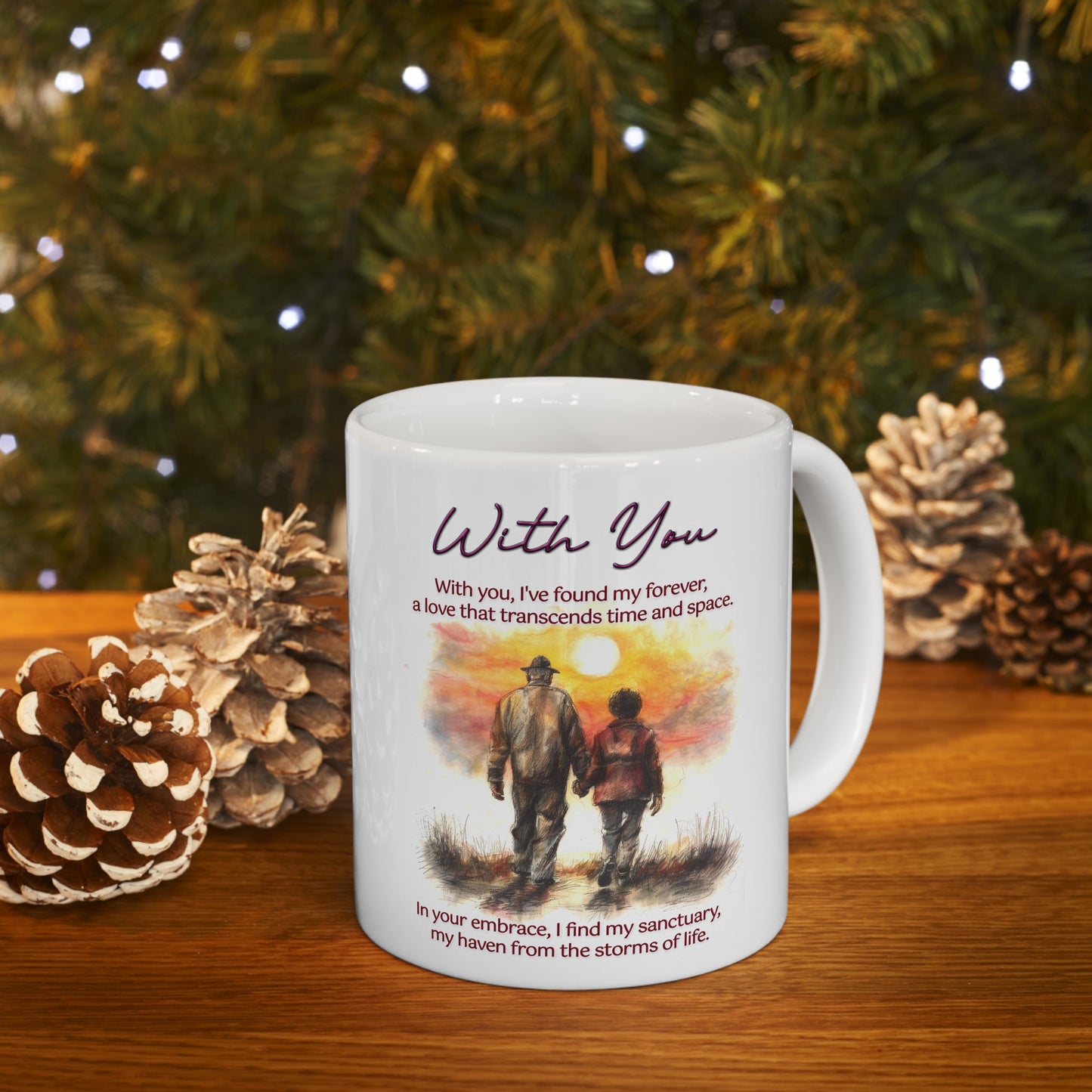 Loving Couple "With You" Coffee Mug Valentines Day Gift, Wedding Gift Anniversary Gift, Gift For Her, Couples Gift, Gift For Wife Style 7