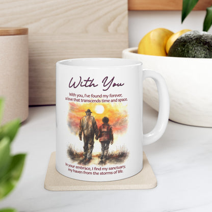 Loving Couple "With You" Coffee Mug Valentines Day Gift, Wedding Gift Anniversary Gift, Gift For Her, Couples Gift, Gift For Wife Style 7