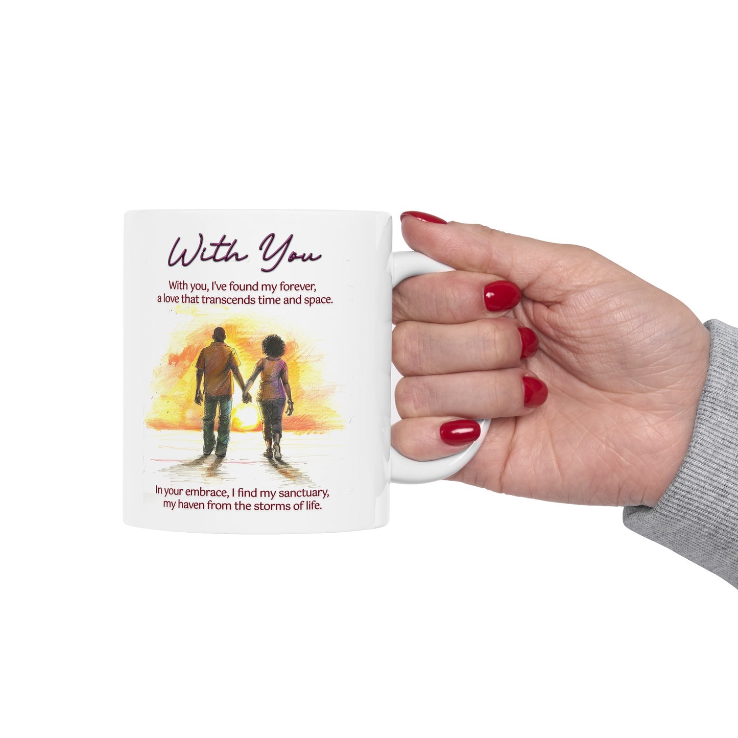 Loving Couple "With You" Coffee Mug Valentines Day Gift, Wedding Gift Anniversary Gift, Gift For Her, Couples Gift, Gift For Wife Style 9