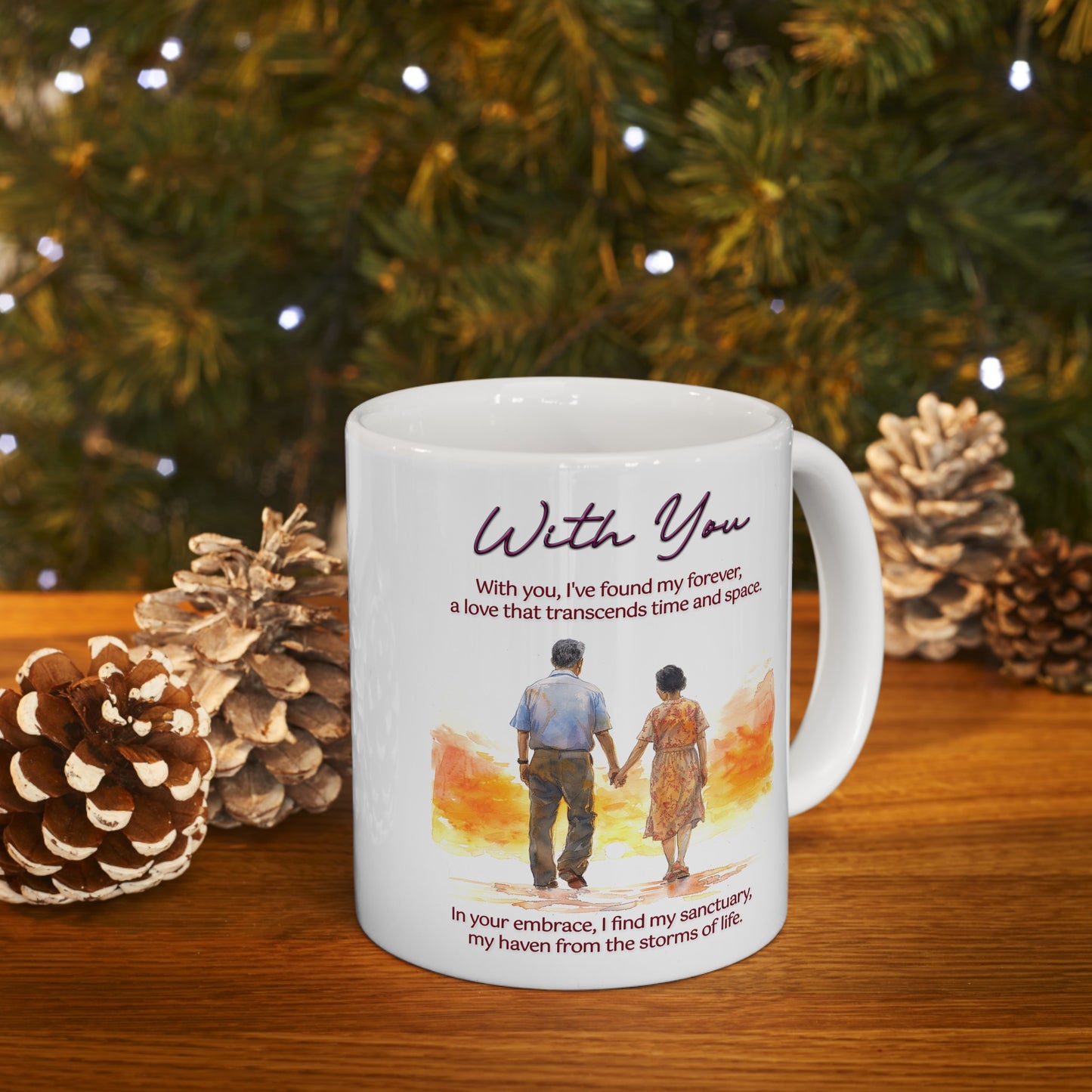 Loving Couple "With You" Coffee Mug Valentines Day Gift, Wedding Gift Anniversary Gift, Gift For Her, Couples Gift, Gift For Wife Style 6