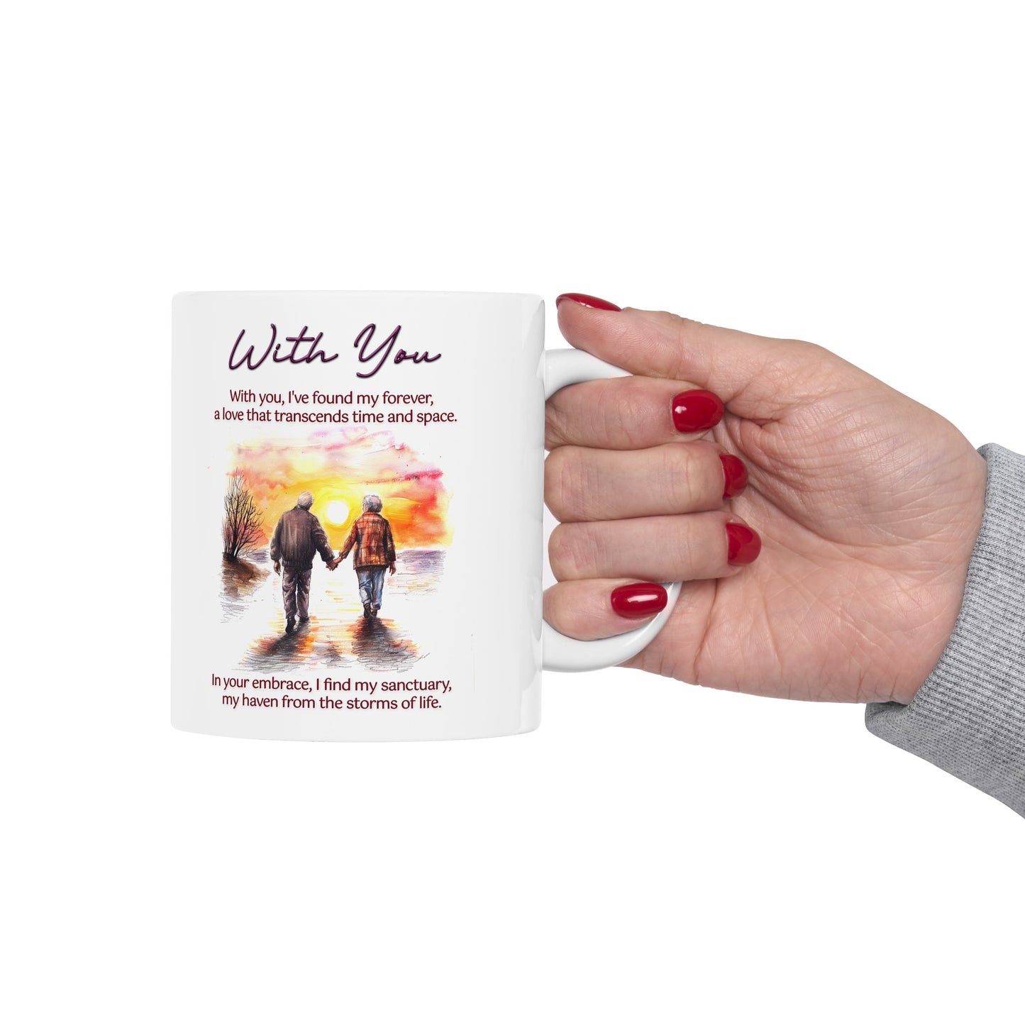 Loving Couple "With You" Coffee Mug Valentines Day Gift, Wedding Gift Anniversary Gift, Gift For Her, Couples Gift, Gift For Wife Style 10