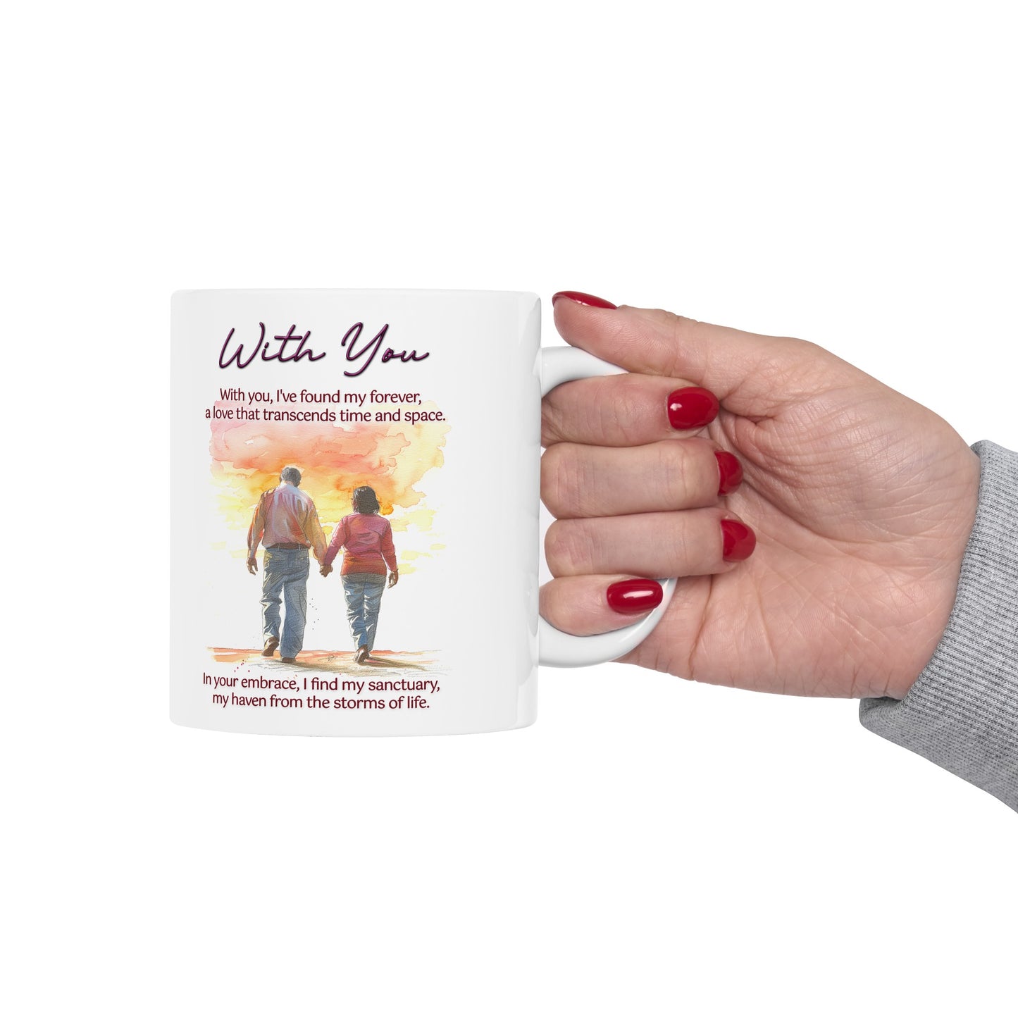 Loving Couple "With You" Coffee Mug Valentines Day Gift, Wedding Gift Anniversary Gift, Gift For Her, Couples Gift, Gift For Wife Style 4