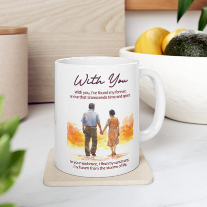 Loving Couple "With You" Coffee Mug Valentines Day Gift, Wedding Gift Anniversary Gift, Gift For Her, Couples Gift, Gift For Wife Style 6